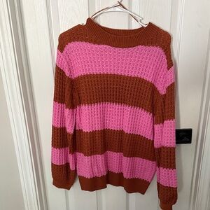Petal & Pup Pink and Brown Striped Sweater